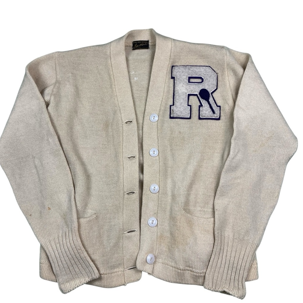 Vintage 1940s wool varsity Letterman’s Bill Hatch Spokane cardigan sweater
